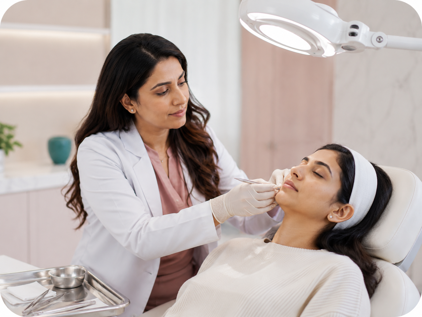 Aesthetic skin procedure in a premium clinic